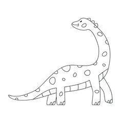 Hand drawn linear vector illustration of brachiosaurus dinosaur