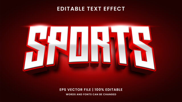 Sports gaming red 3d editable text effect