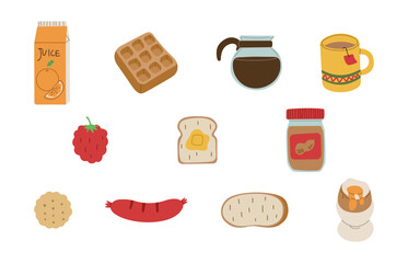Breakfast 3 cute on a white background, vector illustration.