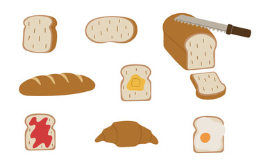 Bread 1 cute on a white background, vector illustration.