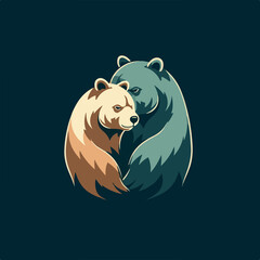 modern logo of two bears hugging