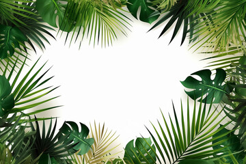 Fototapeta na wymiar a frame of palm branches with green leaves. Generative AI.