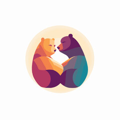 modern logo of two bears hugging
