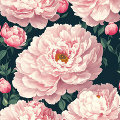 seamless  pink peony flower pattern  background. AI Generated.