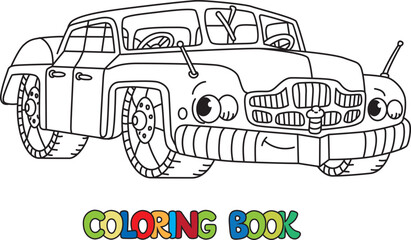 Funny rover car. Terrain vehicle coloring book