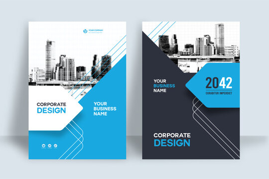 City Background Business Book Cover Design Template - Landscape Layout