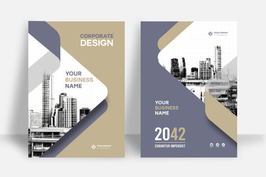 City Background Business Book Cover Design Template - Landscape Layout