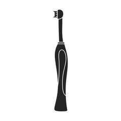 Toothbrush vector black icon. Vector illustration electric brush on white background. Isolated black illustration icon of electric toothbrush .