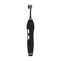 Toothbrush vector black icon. Vector illustration electric brush on white background. Isolated black illustration icon of electric toothbrush .