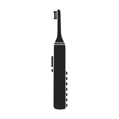 Toothbrush vector black icon. Vector illustration electric brush on white background. Isolated black illustration icon of electric toothbrush .
