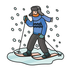 Skier on ski vector icon.Color vector icon isolated on white background skier on ski.
