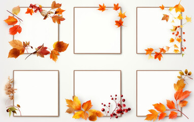 autumn leaves frame, mockup, generative ai