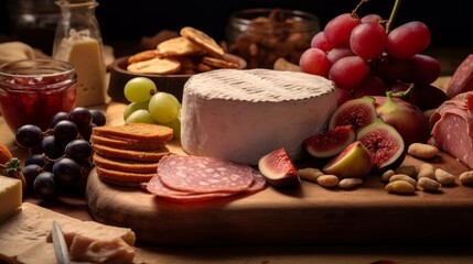 Pâté de Campagne with a visible texture, surrounded by charcuterie, cheeses, and fruit