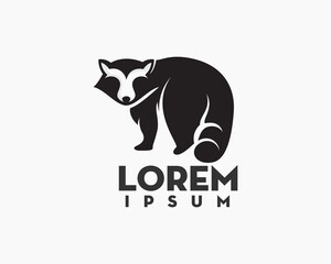 silhouette raccoon look back view art logo symbol design template illustration inspiration
