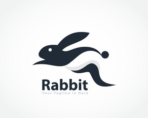 beauty abstract bunny rabbit running jump logo design template illustration inspiration