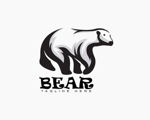 walking bear art logo design template illustration inspiration
