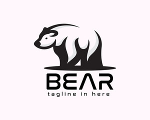 walking bear art logo symbol design template illustration inspiration