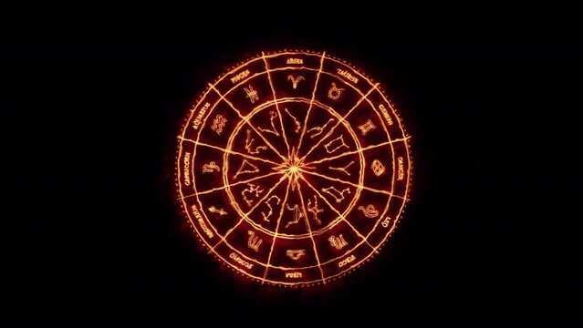 Astrology Horoscope animation with transparent (alpha) background