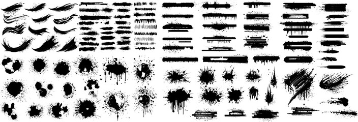 Grunge badge brush, abstract grungy graffiti black spray paint brush.