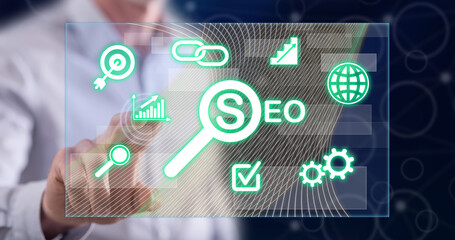 Man touching a seo concept