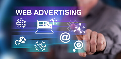Man touching a web advertising concept