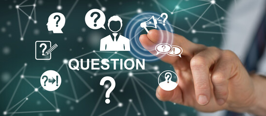 Man touching a question concept