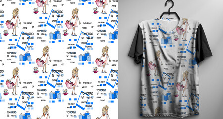 T-shirt dressing seamles pattern fabric - 624700532