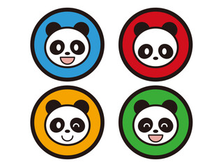 かわいい表情別のパンダのアイコンセット_カラー