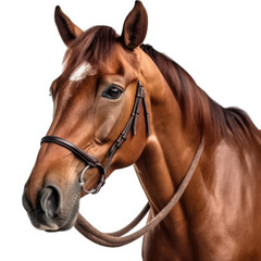 Horse face shot isolated on transparent background cutout