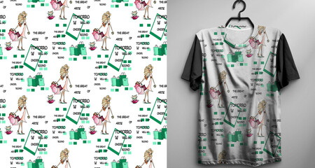 T-shirt dressing seamles pattern fabric - 624701544