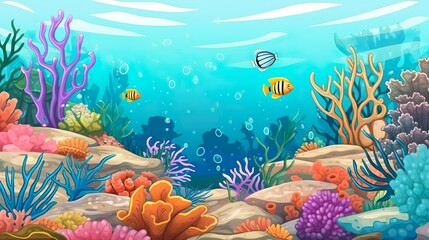 Obraz na płótnie Canvas Abstract background coral reef. A mesmerizing banner design incorporating an illustration of vibrant coral reefs against background. Generative AI.
