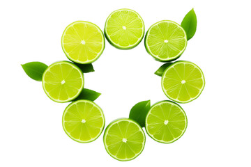 A Circle of Limes Isolated on a Transparent Background. Generative AI