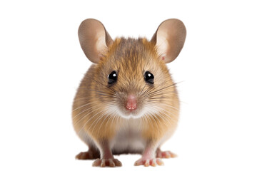 Isolated Close Up Front View of Mouse Animal on Transparent Background. Generative AI