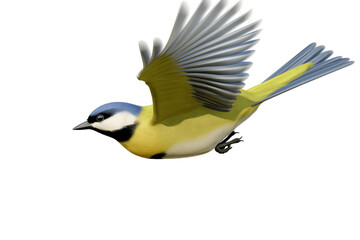 Obraz premium Isolated Flying Common Great Tit Bird on Transparent Background. Generative AI