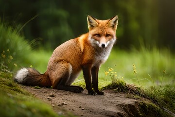Naklejka na ściany i meble red fox portrait generated by AI technology