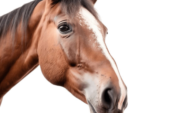 Isolated Face Shot of a Horse on a Transparent Background. Generative AI