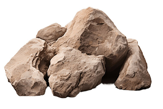 Natures Stone Isolated Rock Stone Boulder Mountain Clay and Ore on Transparent Background. Generative AI