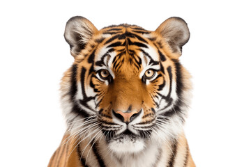 Isolated Tiger Face Shot on a Transparent Background. Generative AI