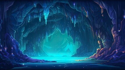 Abstract background underwater cave. Hidden realm with an illustration of an underwater cave set against an abstract background in a striking banner design. Generative AI.