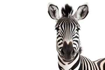 Isolated Zebra Face Shot on Transparent Background. Generative AI