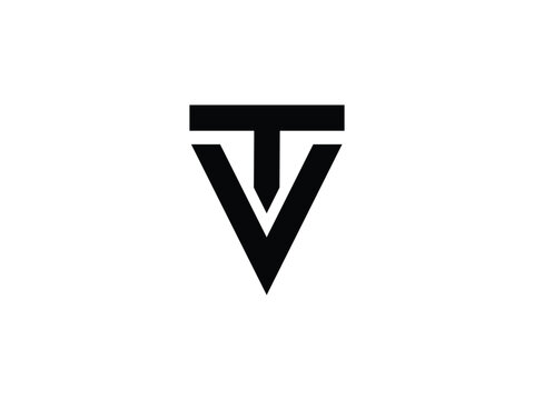 monogram letter VT or TV logo design
