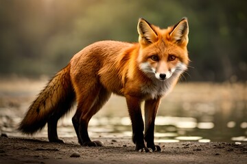 Naklejka na ściany i meble red fox portrait generated by AI technology