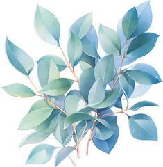 eucalyptus branches  Watercolor illustration Png Element Transparent Background