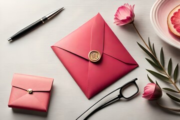 envelope and rose  generated by AI technology