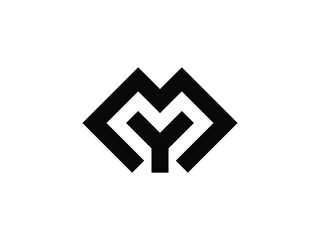 modern letter MY or YM logo design