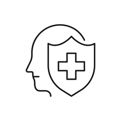 Obraz premium Mental health protection line icon. Psychotherapy symbol concept isolated on white background. Vector illustration