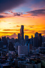 Fototapeta premium Aerial view of Khlong San and Chao Phraya river in Bangkok, Thailand
