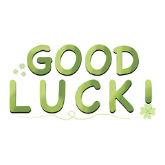 Good Luck word in Green Pastel Color, Vector Illustration, Nature Garden