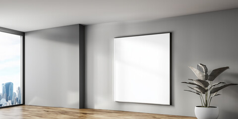 Bright white room with space for text and photo. AI generative.