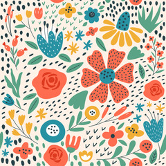 Seamless flowers pattern. Vector illustrations
